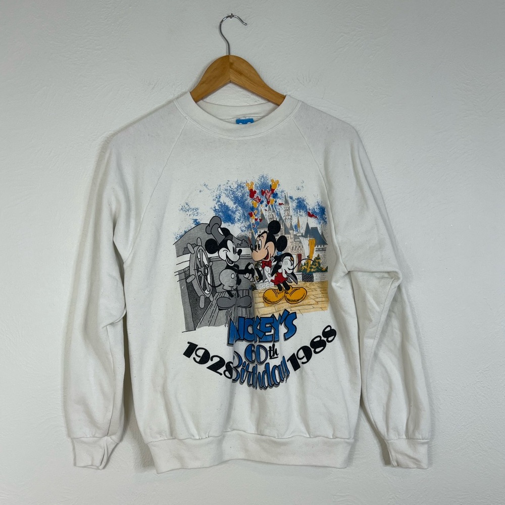 Disney White Multicolor Mickey 60th Birthday Sweatshirt